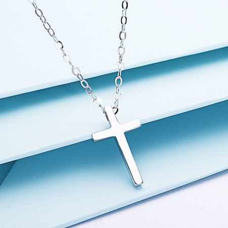 Mens and Womens Simple Cross Necklace Pendant Sterling Silver