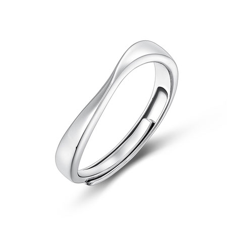 Sterling Silver Mobius Rings for Couple with CZ Diamond