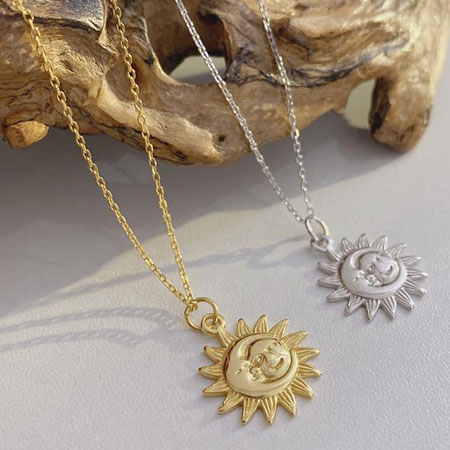 Moon Sun Necklace in Sterling Silver