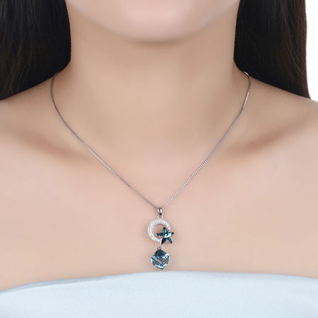 Moon and Star Pendant Necklace