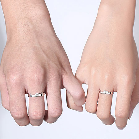 Moon and Sun Matching Promise Rings in Sterling Silver