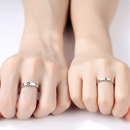 Moon and Sun Ring Set for Couples in Sterling Silver