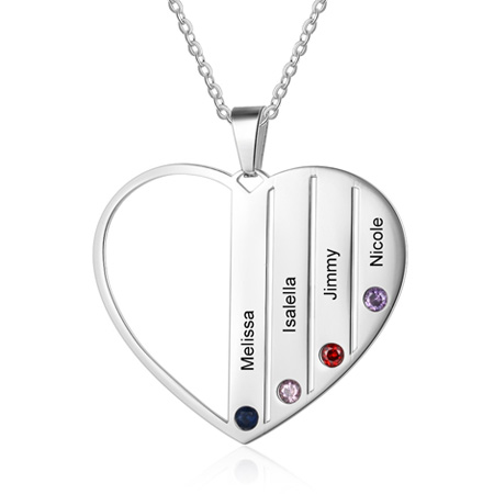 Mothers Necklace with Children's Names and Birthstones