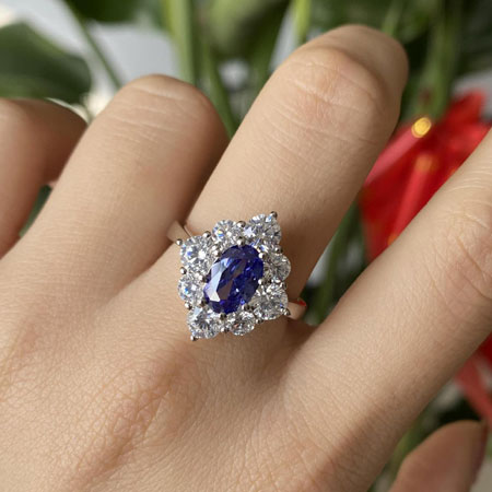 Oval Cut Sapphire Sterling Silver Blue Stone Rings for Women