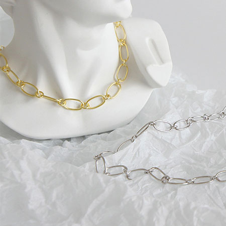 Paperclip Chain Necklace Sterling Silver 16