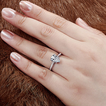 Pear Shaped Solitaire Engagement Ring in Sterling Silver