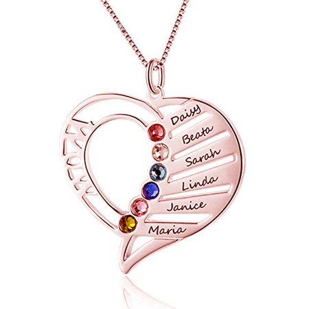 Sterling Silver Personalized Birthstone Necklace for Mom