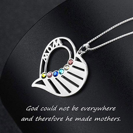 Sterling Silver Personalized Birthstone Necklace for Mom