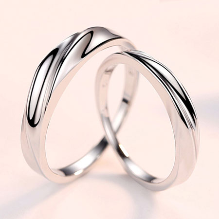 Personalized Couple Rings Set in Sterling Silver