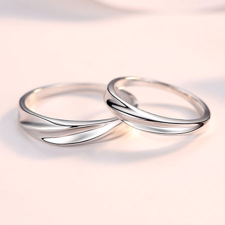 Personalized Couple Rings Set in Sterling Silver