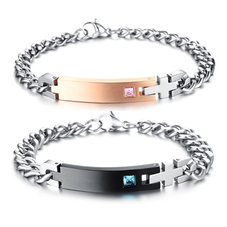 Personalized Couples Bracelets Engraved in Titanium Stainless Steel