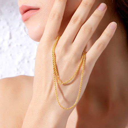 Real 18K Gold Rope Chain Necklace 16 18 20 22 24 Inch