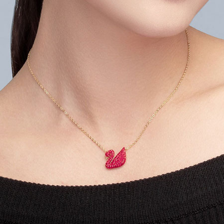 Red Swan Necklace Pendant in Sterling Silver