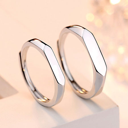 Sterling Silver Rhombus Flat Signet rings for Couple