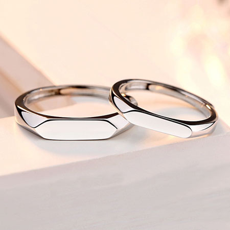 Sterling Silver Rhombus Flat Signet rings for Couple