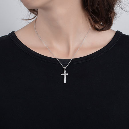 Roman Catholic Cross Necklace for Couple in Sterling Silver