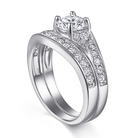 Sterling Silver Wedding Ring Sets for Her