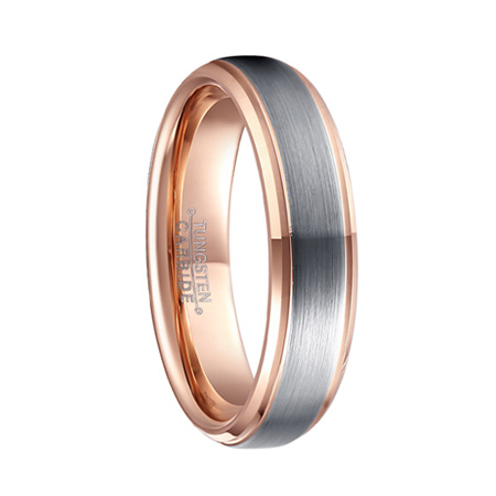 Silver and Rose Gold Mens Wedding Band