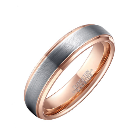 Silver and Rose Gold Mens Wedding Band