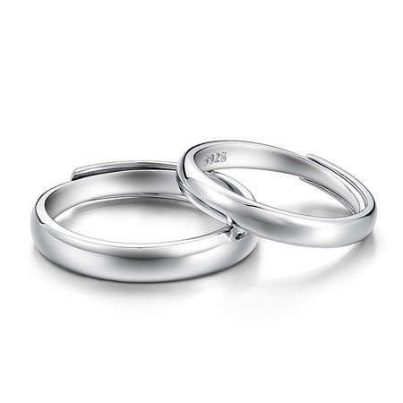Simple Couple Promise Rings in Sterling Silver