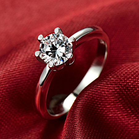 Simple Silver Engagement Rings with 1CT CZ Stone