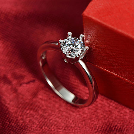Simple Silver Engagement Rings with 1CT CZ Stone