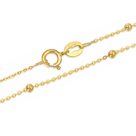 Small 18K Solid Gold Bead Link Necklace Rose Gold Yellow Gold