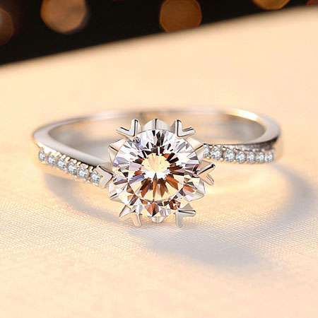 Snowflake Halo Twist Engagement Ring in Sterling Silver