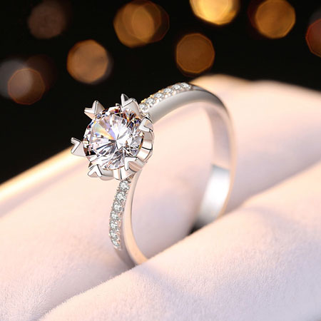 Snowflake Halo Twist Engagement Ring in Sterling Silver