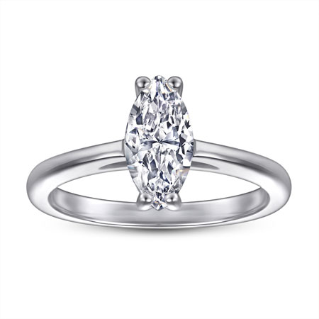 Solitaire Marquise Engagement Ring in Sterling Silver