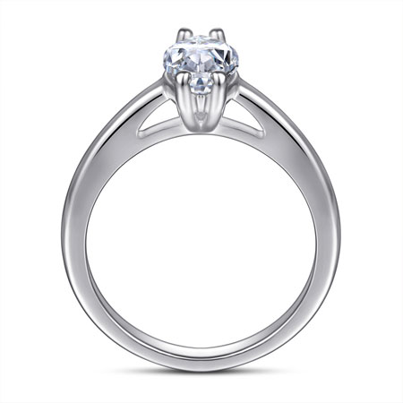 Solitaire Marquise Engagement Ring in Sterling Silver