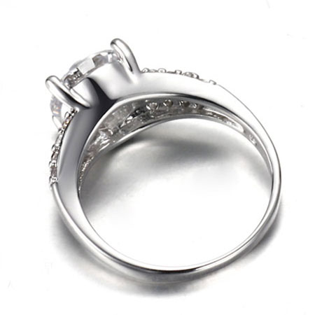 2 Carat Split Shank Engagement Ring in Sterling Silver