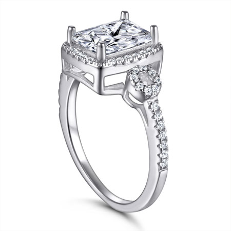 Square Princess Cut Engagement Ring in Sterling Silver