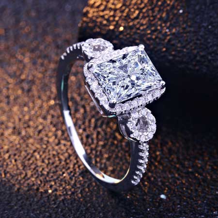Square Princess Cut Engagement Ring in Sterling Silver