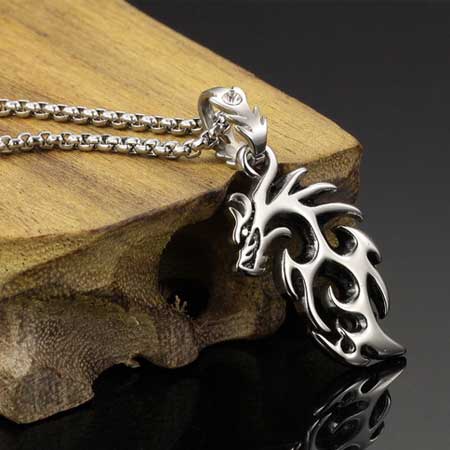 Stainless Steel Dragon Pendant Necklace