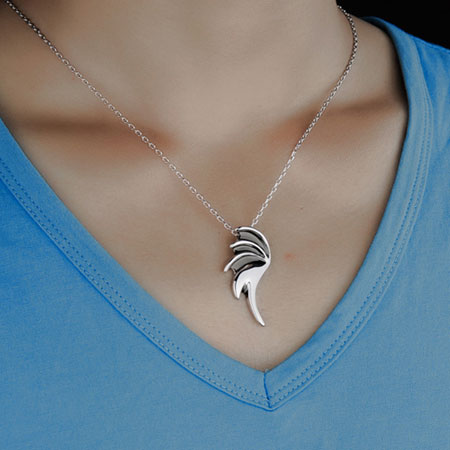 Sterling Silver Angel Wing Necklace for Men and Women