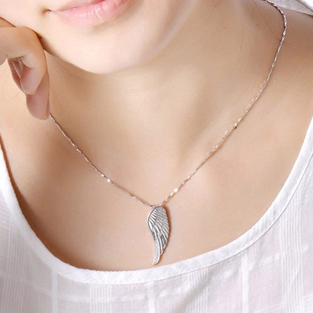 Sterling Silver Angel Wing Necklace for Men and Women