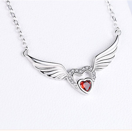 Sterling Silver Angel Wings Pendant Necklace