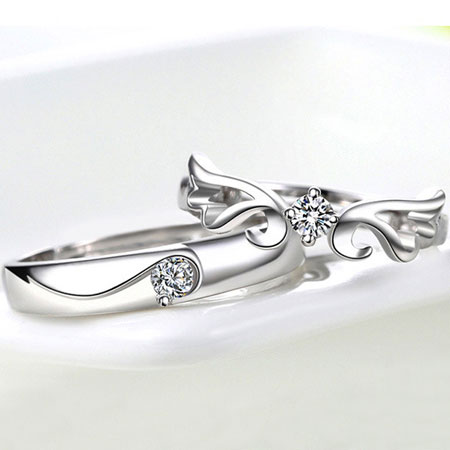 Sterling Silver Angel Wings Ring for Couples