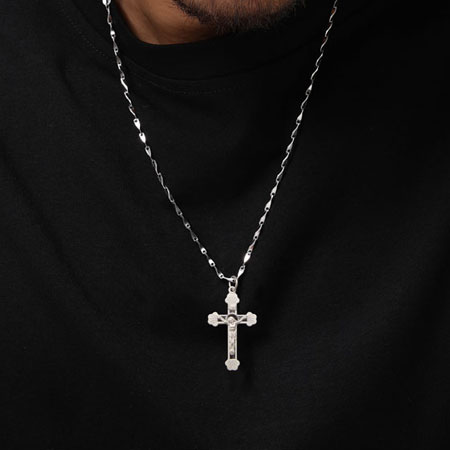 Sterling Silver Crucifix Cross Pendant Necklace for Couple