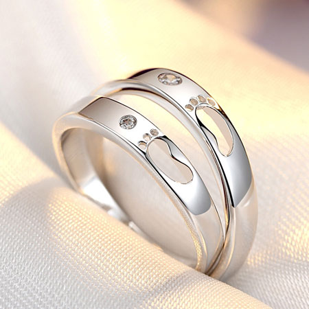 Sterling Silver Footprint Rings for Couples