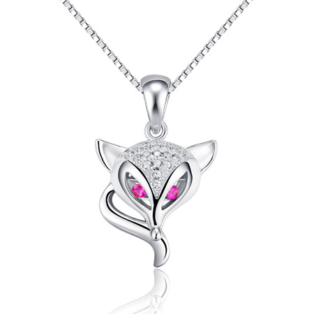 Sterling Silver Fox Pendant necklace for Women