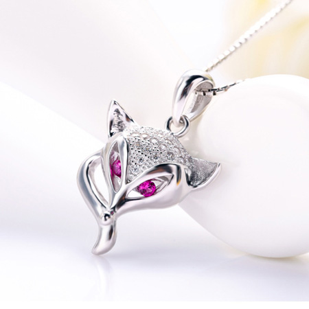Sterling Silver Fox Pendant necklace for Women