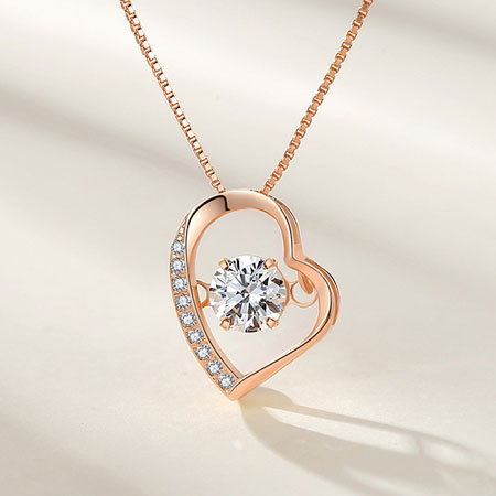 Sterling Silver Heart Necklace with Diamonds