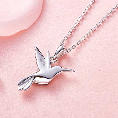 Sterling Silver Hummingbird Necklace with Crystals from Swarovski