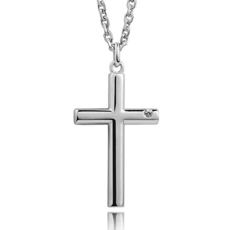 Sterling Silver Mens Necklace with Cross