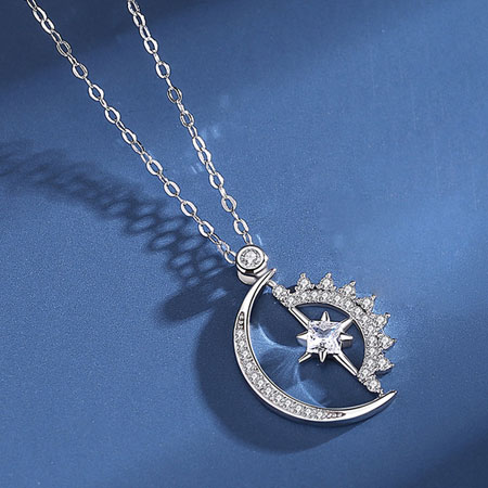 Sun Moon Star Necklace in Sterling Silver