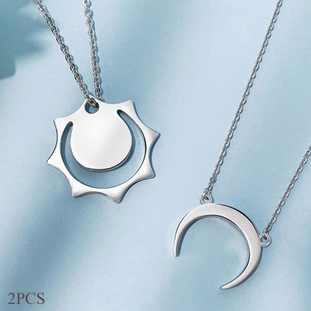 Sun and Moon Friendship Necklaces in Sterling Silver