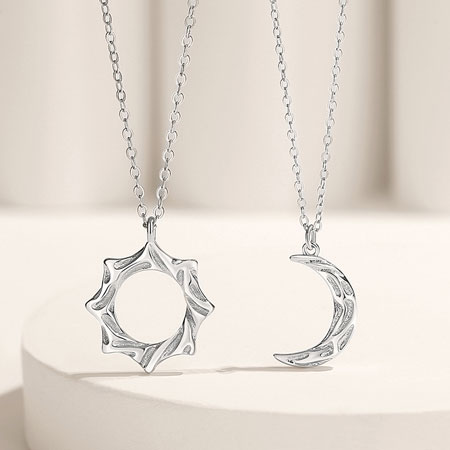 Sun and Moon Necklace Set in Sterling Silver