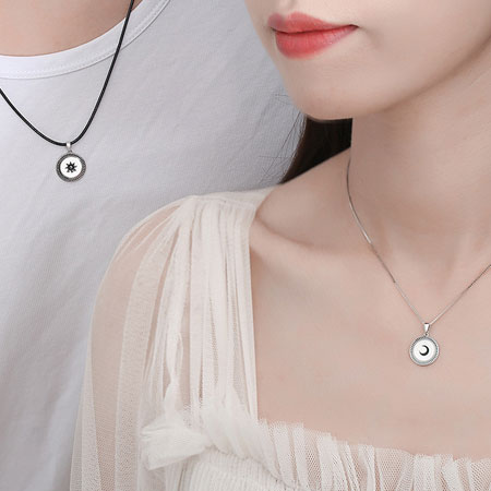 Sun and Moon Necklace for Couples in Sterling Silver
